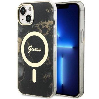 Apple iPhone 14 6.1'' Guess Golden Marble MagSafe Case Cover (GUHMP14SHTMRSK), Black