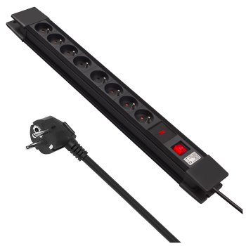 Maclean MCE11 Power Strip, 8 Outlets, with Switch, 1.5m