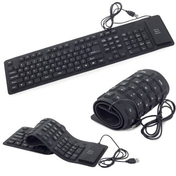 Silikona gumijas USB tastatūra ar ciparu bloku, melna