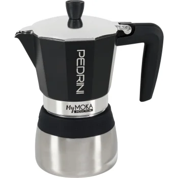 Pedrini MyMoka Induction Moka Pot, 6 Cups, Silver/Blue