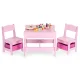 ECOTOYS Kids Table and 2 Chair Set with Chalkboard Top and Storage, Pink