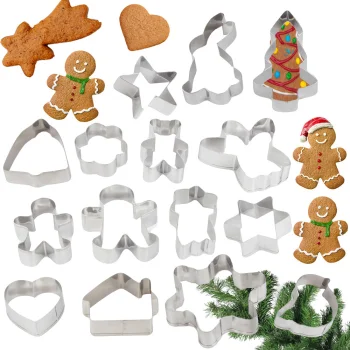 Christmas Gingerbread Cookie Cutters 15 pcs Silver
