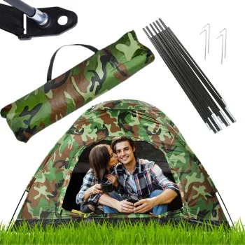 2-Person Camping Tent with Mosquito Net and Bag, Camouflage