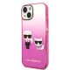 Karl Lagerfeld Gradient Ikonik Karl & Choupette Case for iPhone 14 Plus - Pink