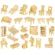 Kruzzel 00023542 Wooden Dollhouse Furniture Set, 34 pcs