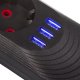 Maclean MCE394 B Power Strip, 3 Outlets + 3xUSB, 1.5m, 2500W, Black