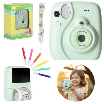 Kids Digital Instant Print Camera with Thermal Printer, 8GB, Green