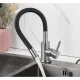 Kitchen Faucet with Flexible Spout, 8×56 cm, Black/Silver