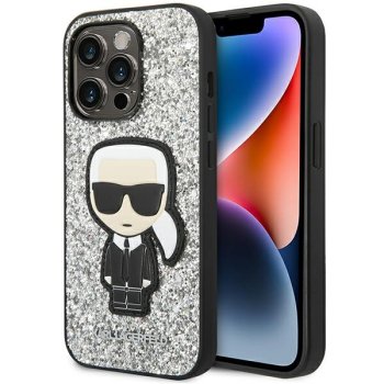 Karl Lagerfeld Glitter Flakes Ikonik Case for iPhone 14 Pro, Silver
