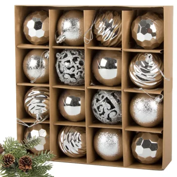Christmas Tree Baubles Set 6cm Plastic 16 pcs Silver