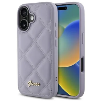 Guess iPhone 16 Case Quilted Metal Logo, Light Purple