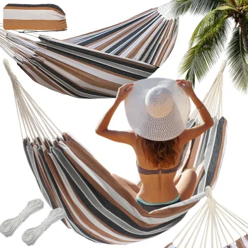 Double Garden Hammock with Bag, 200x150 cm, Striped