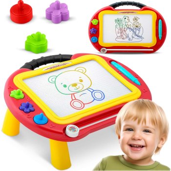 Ricokids 2-in-1 Magnetic Drawing Board and Doodle Table for Toddlers, red