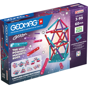 Glitter GEOMAG GEO-536 Magnētiskie Rotaļu Spēļu Bloki Bumbiņas Stienīši Konstruktors no Pārstrādātas...