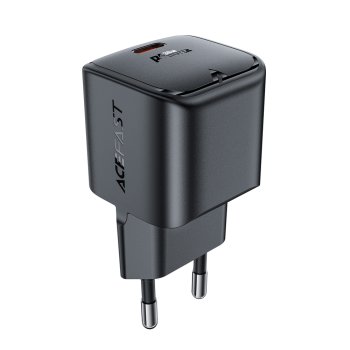 Acefast A77 Mini PD 30W GaN USB-C sienas lādētājs – melns