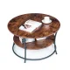 ModernHome Round Industrial Coffee Table with Shelf for Living Room