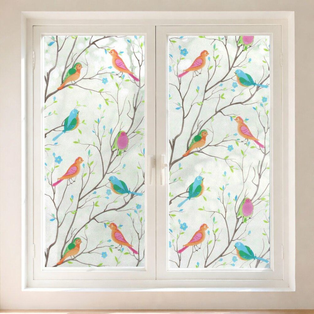 Static Cling Privacy Window Film Bird Motif 200x60 cm (0)