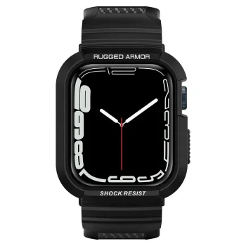 Spigen Apple Watch 4/5/6/7/8/SE (44/45mm) Case with Strap Rugged Armor Pro, Black
