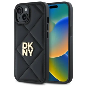 DKNY iPhone 14 Case Quilted Stack Logo, Black