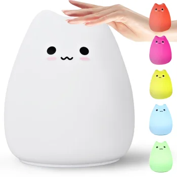 Kids Bedside Table LED Lamp Night Light RGB, Cat