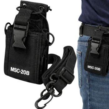 Tactical Walkie Talkie Holster and Radio Pouch with Shoulder Strap, Black