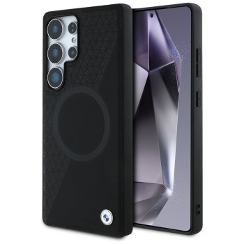 BMW Leather Half Textured MagSafe Case for Samsung Galaxy S25 Ultra, Black