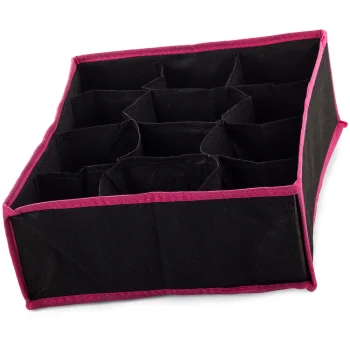 Drawer Organizer for Underwear and Socks, 12 Compartments, Black