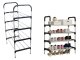Shoe rack with 4 tiers, holds 12 pairs, lightweight and easy to assemble