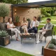 Polyrattan Garden Furniture Set with Table Bench Chairs MultiGarden, Grey