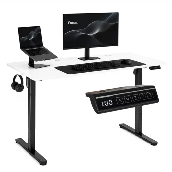 ModernHome Electric Standing Desk 140x60 cm Height Adjustable, White
