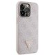 Guess iPhone 13 Pro Case PU Leather Metal Logo Strass Crossbody, Pink