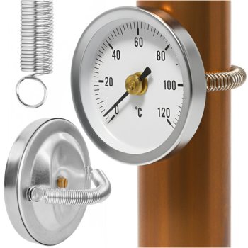 Ruhhy 26557 Clip-On Pipe Dial Thermometer, 0-120°C, Silver