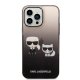 Чехол Karl Lagerfeld Ikonik Karl & Choupette для iPhone 14 Pro, Black Gradient