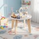 ECOTOYS 5-in-1 Wooden Activity Table for Toddlers with Bead Maze and Mirror