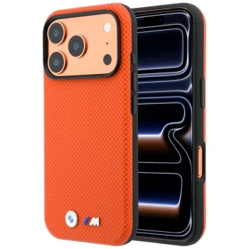 BMW M Quadrille Kevlar Metal Logo MagSafe Case for iPhone 17/18 Pro Max - Orange