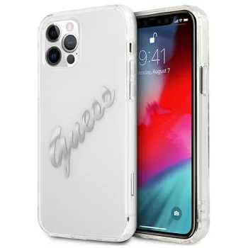 Guess iPhone 12 / 12 Pro Case Vintage Script, Transparent