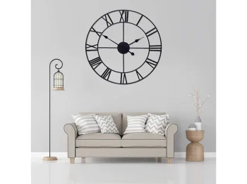 Retro Vintage Loft 3D Wall Clock, 60cm, Black