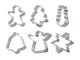 Steel Christmas Gingerbread Cookie Cutters Set, 6 pcs, Silver