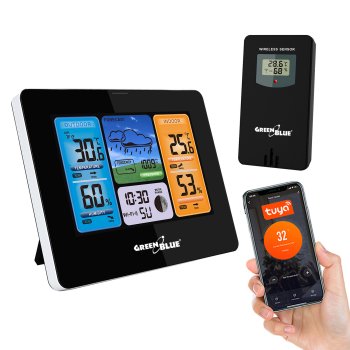 Greenblue GB215 WiFi Weather Station with Outdoor Sensor, TUYA