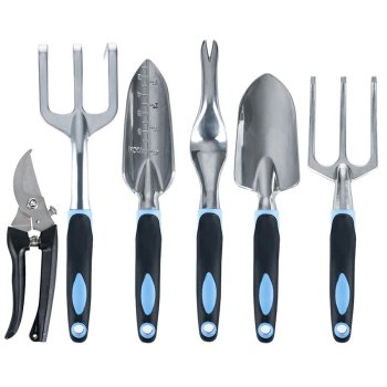 Garden Tool Set 6 Piece, Heavy Duty Hand Tools with Ergonomic Rubber Grips