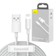 Baseus Simple Wisdom USB to Apple iPhone Lightning Cable, 2.4A 1,5m set of 2 pcs., White | Провод для...