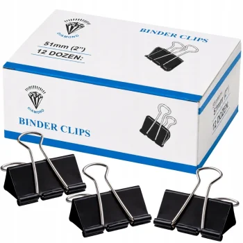 Metal Binder Clips 51 mm, 12 pcs, Black
