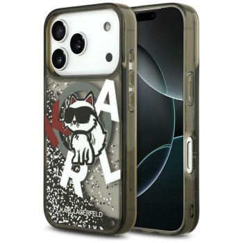 Karl Lagerfeld Liquid Glitter Choupette Logo MagSafe Phone Case Cover iPhone 17 Pro Max - Black