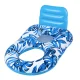 Inflatable Floating Lounge Chair with Backrest and 2 Cup Holders, Blue/White