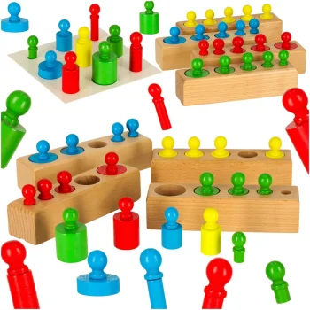Wooden Montessori Cylinders and Weights, Colorful Educational Puzzle