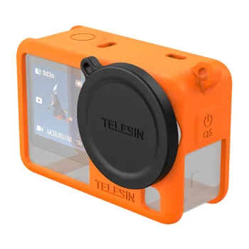 Silikoninis apsauginis dėklas Telesin, skirtas DJI Osmo Action 6, oranžinis