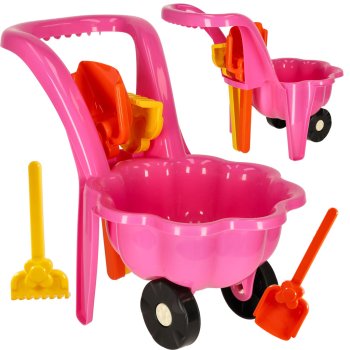 Bērnu ķerra ratiņi ar piederumiem, Rozā | Kids Wheelbarrow