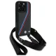 BMW iPhone 16 Pro Case M Edition Carbon Tricolor Lines & Strap, Black