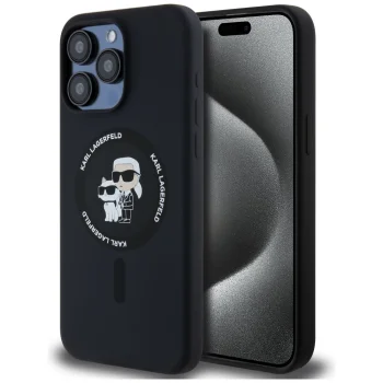 Apple iPhone 15 Pro Max 6.7'' Karl Lagerfeld Karl&Choupette Glitter MagSafe Cover Case, Black