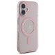 Чехол Guess для iPhone 16 IML Glitter Circle MagSafe, розовый